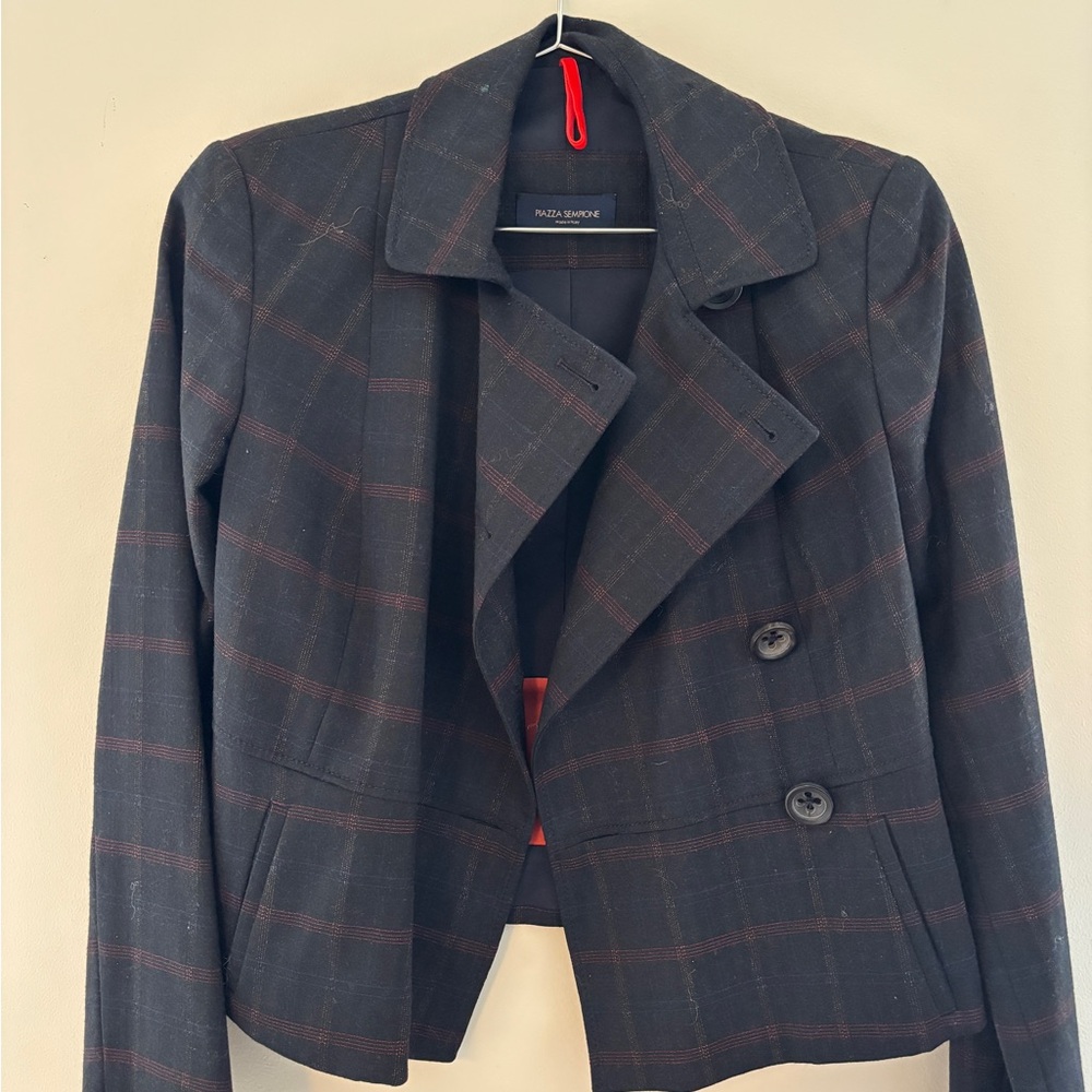 Piazza Sempione Women's Black Plaid Jacket
